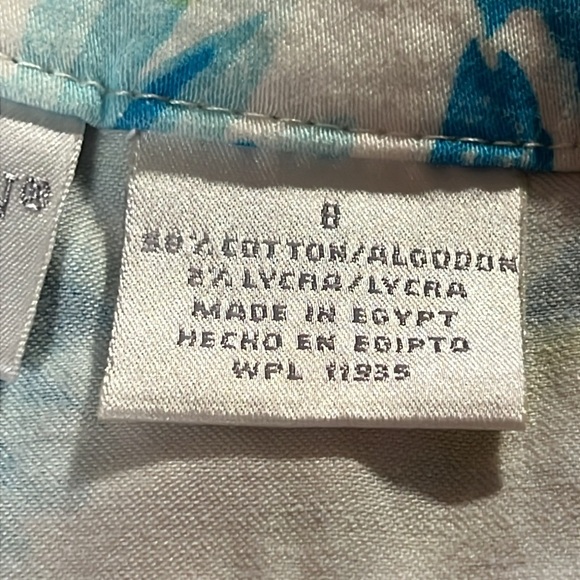 The Worthington‎ StretchWomens Cropped Floral Print Pants Blue Yellow 8 Summer - Picture 6 of 7